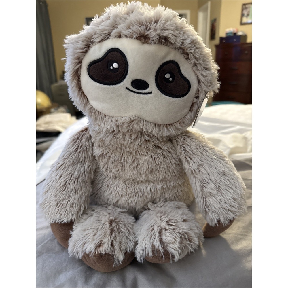 Warm Up Heat Up Sloth Buttoned Pocket Plush Tan Stuffed Animal Toy 18" (Abby)